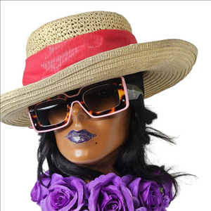 Toucan Collect Women's Straw Hat With Red Scarf Accent